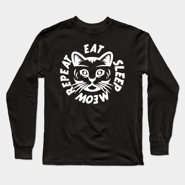 Eat Sleep Meow Repeat Long Sleeve T-Shirt by PaletteDesigns